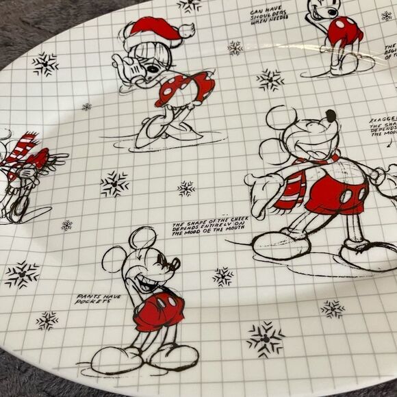 Disney Mickey & Minnie Mouse Sketchbook Christmas 4 piece Serving Set NWT - Picture 4 of 13